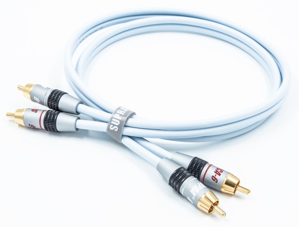 Supra Dual RCA interlink 2x3x0.24mm2 AWG 23 vergulde 24K connectoren en dubbele afscherming stereoset 2 stuks vanaf 0,5 meter