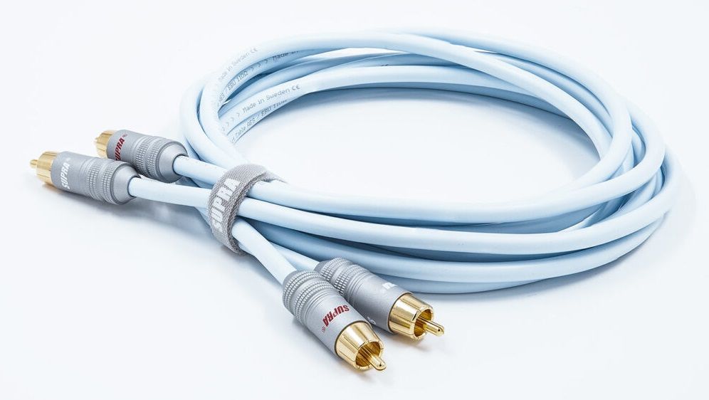 Supra DAC-X Audio RCA interlink 1x3x0.24mm2 AWG 23 met hoogwaardige PPX vergulde 24K connectoren stereoset 2 stuks vanaf 1,0 meter