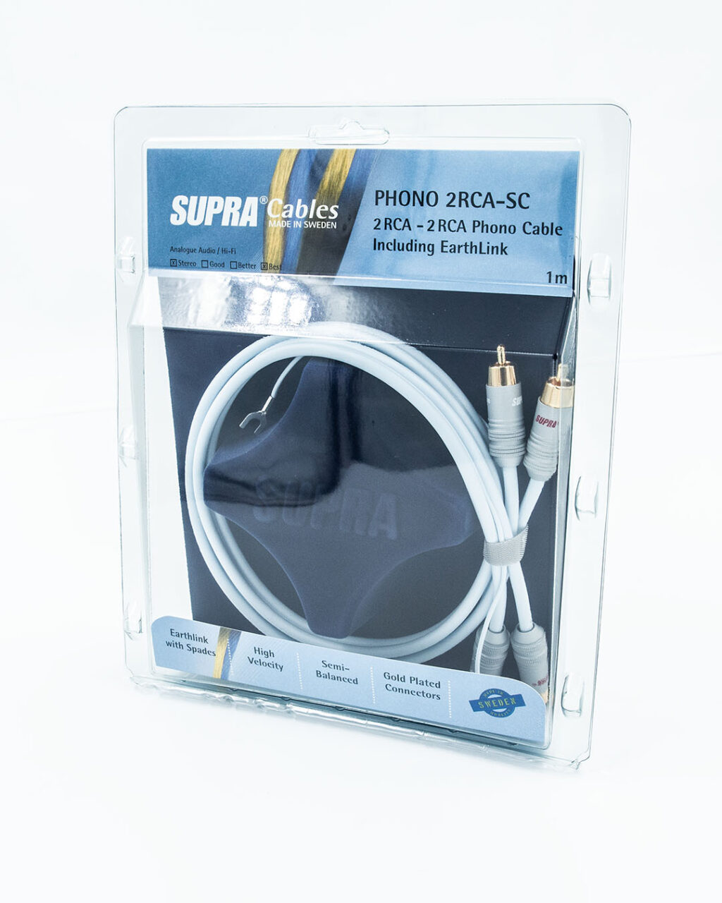 Supra PHONO 2RCA-SC phono-kabel 2x3x0,24mm2 AWG 23 met 6SC vergulde 24K connectoren vanaf 1,0 meter - Afbeelding 5