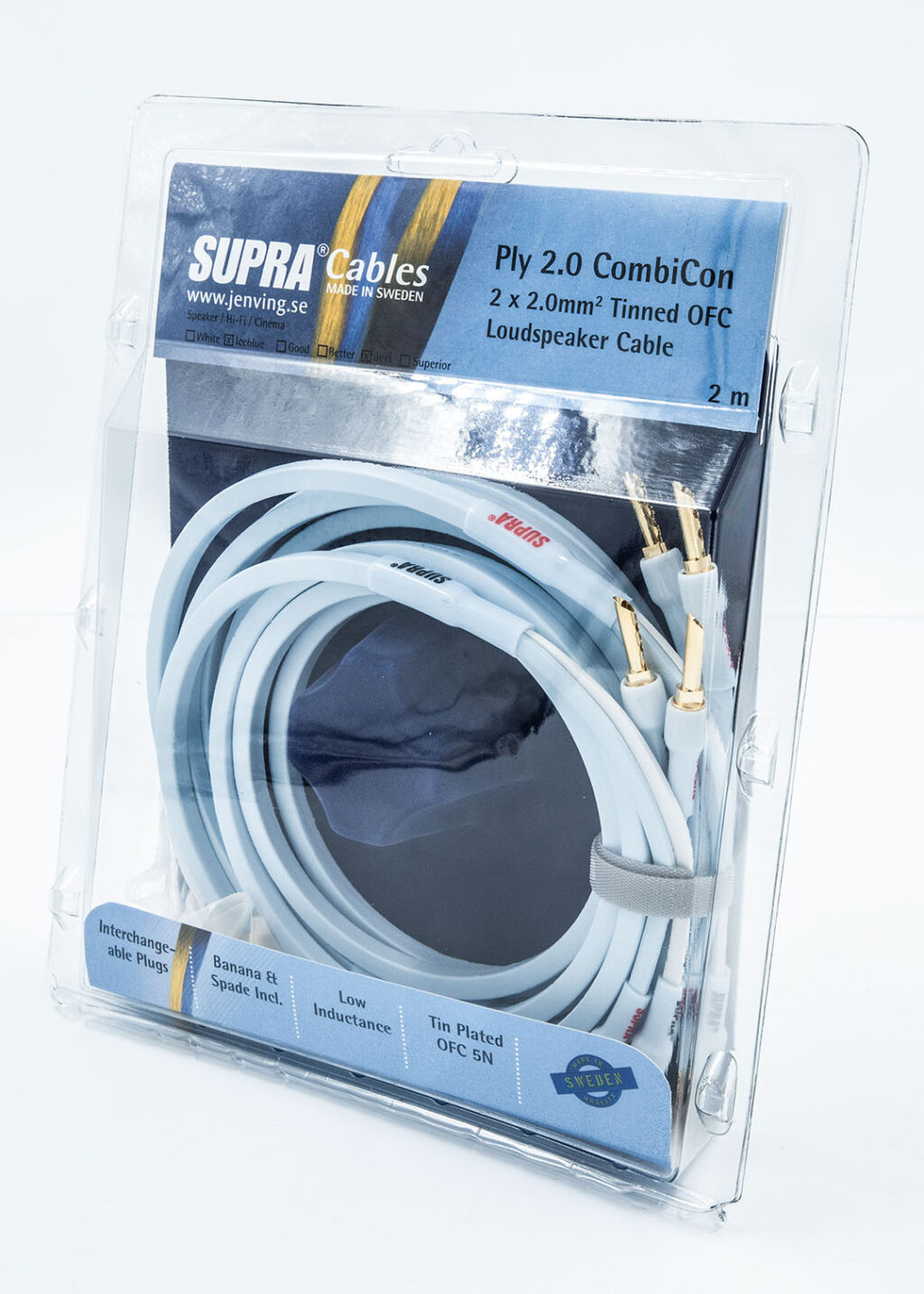 Supra PLY 2x2.0 Combicon single-wire luidsprekerkabel 2 x 2,0 mm2 AWG14 inclusief verwisselbare banaanpluggen + spades stereoset 2 stuks vanaf 2,0 meter - Afbeelding 8