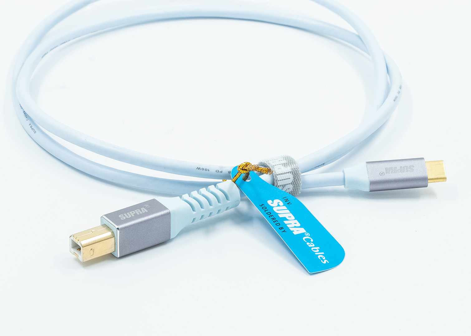 Supra USB 2.0 C-B Blue high speed 480 Mbps vergulde connectoren vanaf 1,0 meter